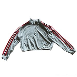 PacSun La Hearts cropped quarter zip, Size medium, Grey/red